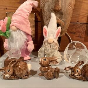 Easter Bunny and Gnome Figurine Set